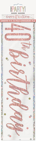 Happy "40th" Birthday Banner – 9ft Glitz Rose Gold Foil Party Decoration