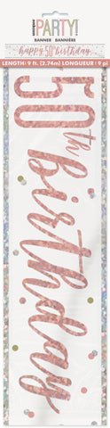 1 9ft Glitz Rose Gold Foil Banner Happy 50th Birthday"