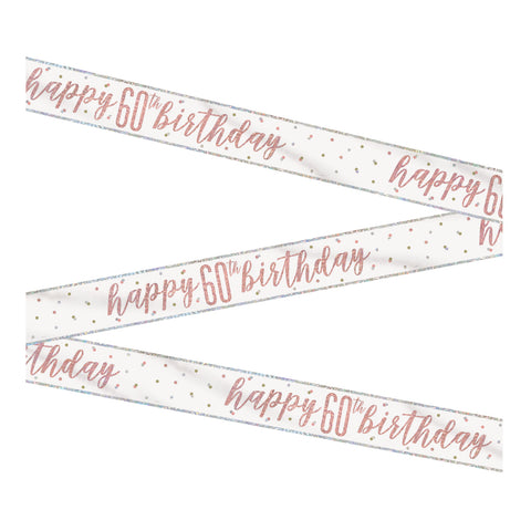 1 9ft Glitz Rose Gold Foil Banner Happy 60th Birthday"