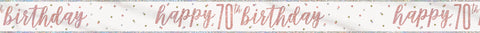 Happy "70th" Birthday Banner – 9ft Glitz Rose Gold Foil Party Decoration