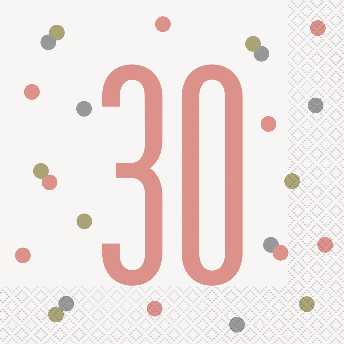 Glitz Rose Gold "30" Luncheon Napkins – 16ct | 30th Birthday Party Tableware, Elegant Disposable Napkins
