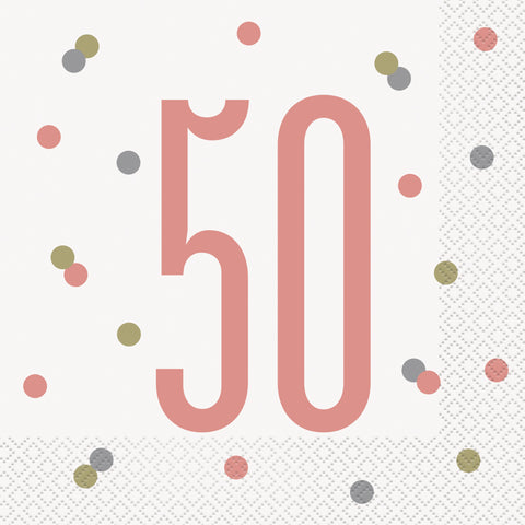 16 Glitz Rose Gold Luncheon Napkins "50"