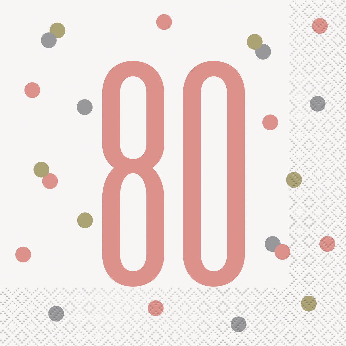 Glitz Rose Gold "80" Luncheon Napkins – 16ct | 80th Birthday Party Tableware, Elegant Disposable Napkins