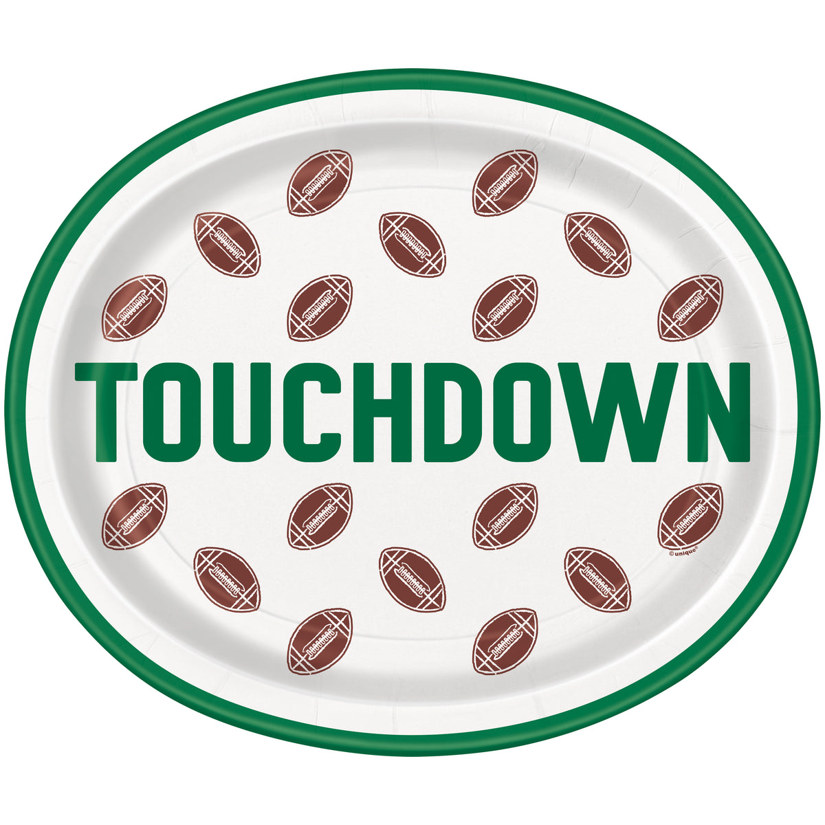 Football Toss “Touchdown” Oval Paper Plates 12" – 8 Count | Football Party Supplies & Tableware