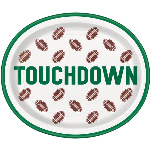 Football Toss “Touchdown” Oval Paper Plates 12" – 8 Count | Football Party Supplies & Tableware