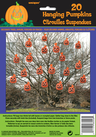 Pumpkin Hanging Leaf Bags – 20ct Mini  Leaf Bags Hanging Halloween Decorations | Outdoor Pumpkin Decor