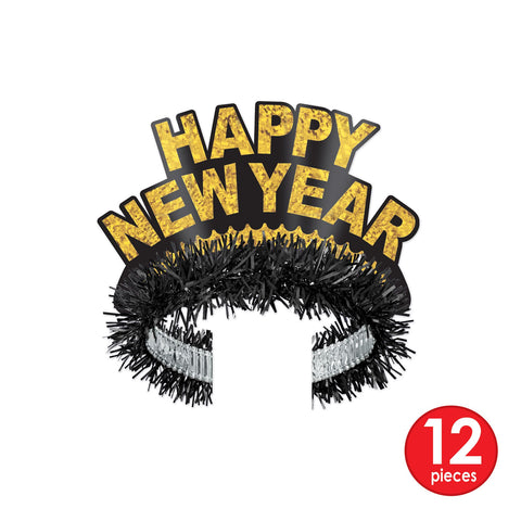 New Year’s Eve Party Kit – Gold Legacy Assortment for 25 People – Toppers, Tiaras, Horns, Leis, Noisemakers & Beads