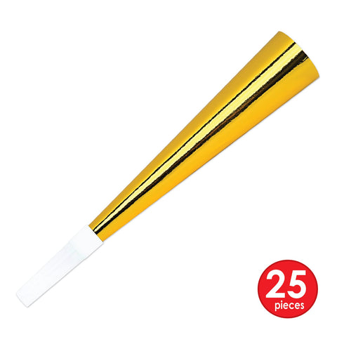 New Year’s Eve Party Kit – Gold Legacy Assortment for 25 People – Toppers, Tiaras, Horns, Leis, Noisemakers & Beads