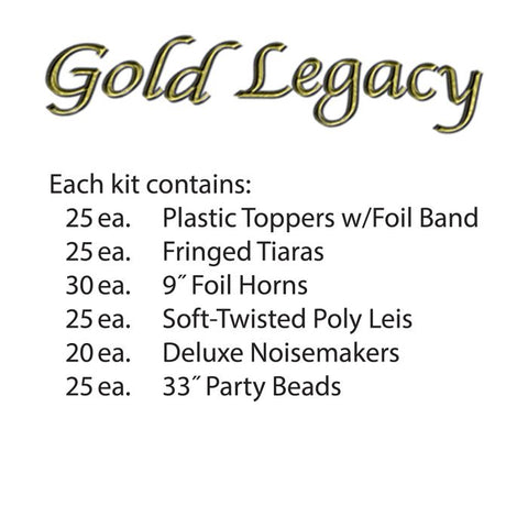 New Years Eve Party Kits Gold Legacy Assortment for 50 people