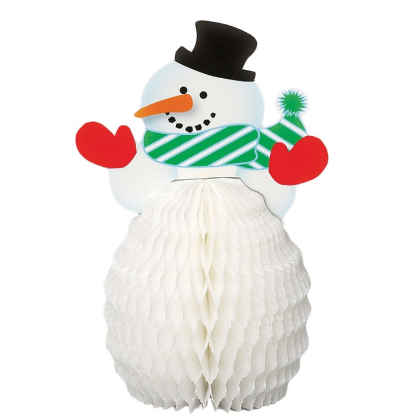 Snowman Honeycomb Decorations – 4ct Winter Party Décor