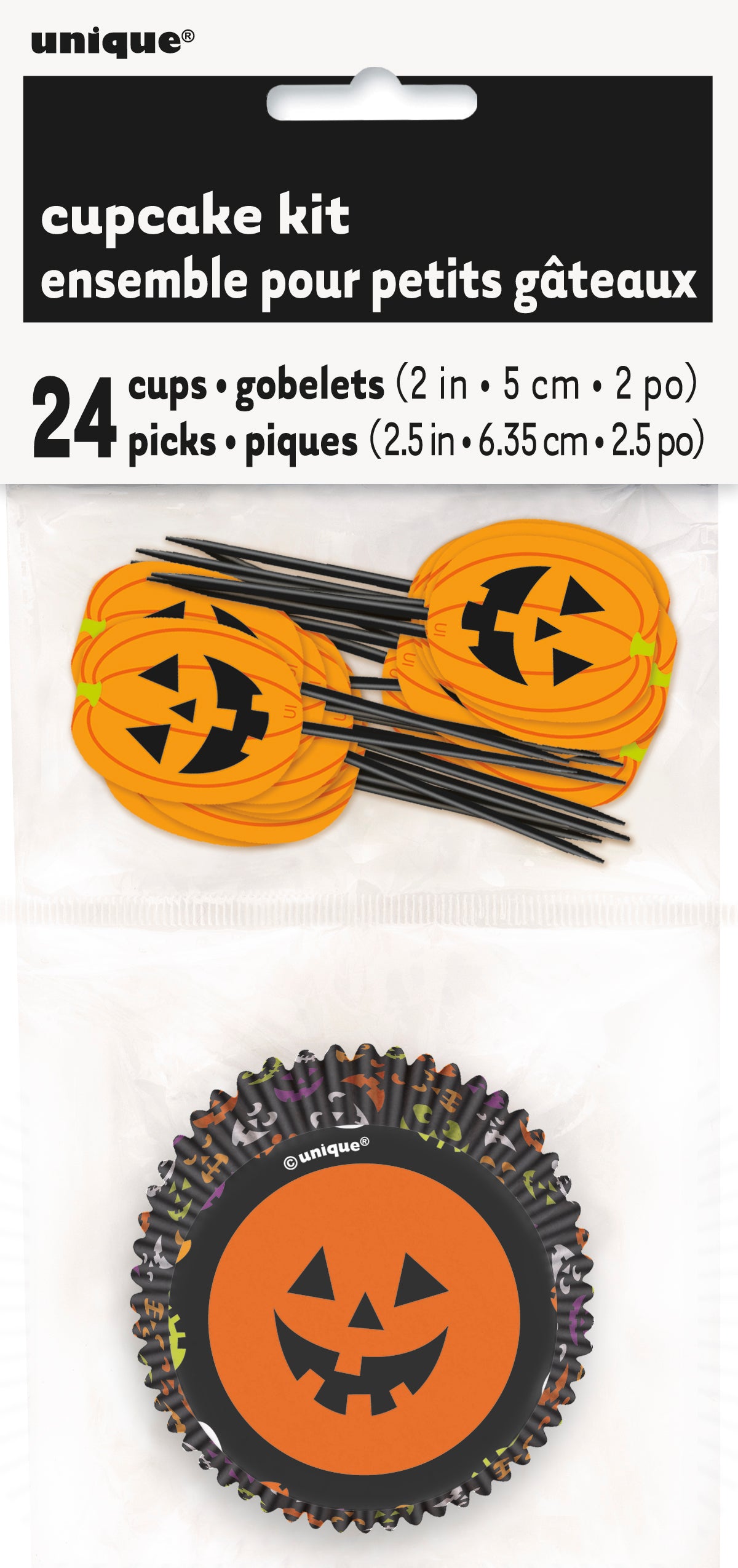 Pumpkin Faces Cupcake Kit – Halloween Baking Set for 24 Cupcakes | Pumpkin Toppers & Wrappers
