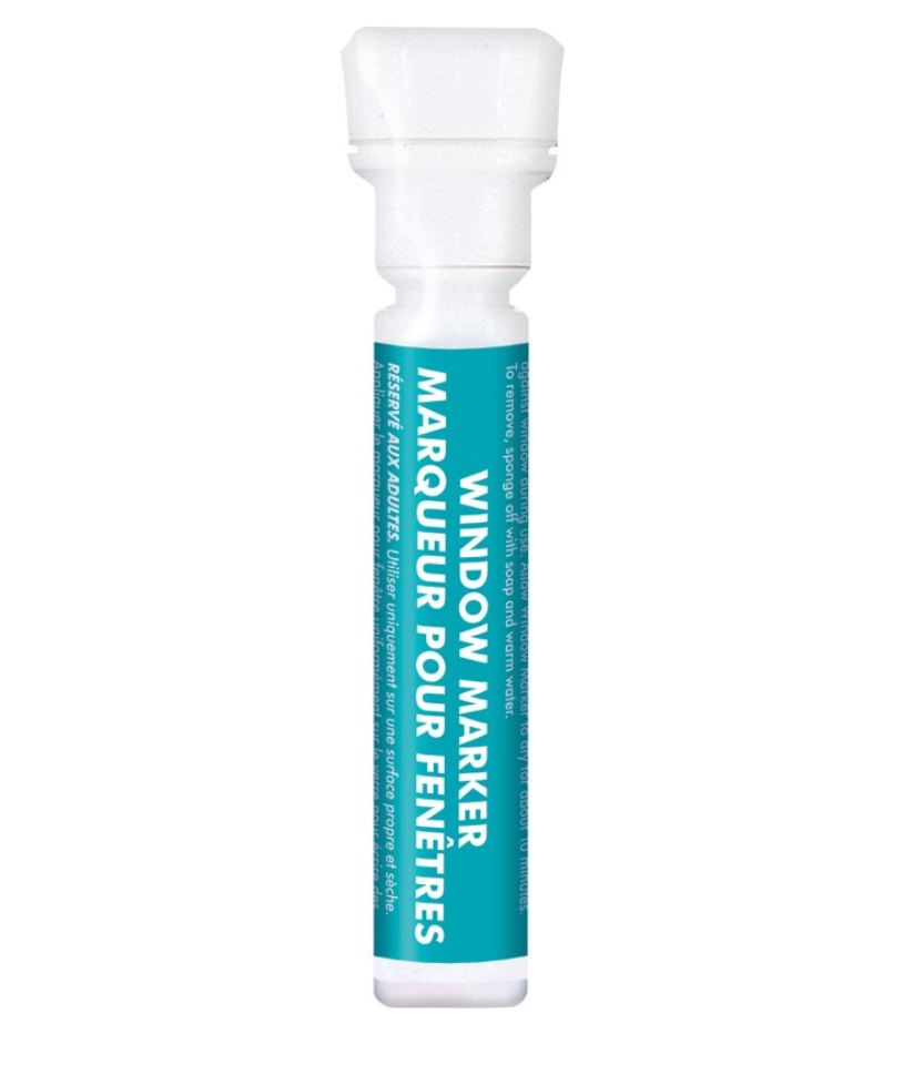 White window marker for glass decorations at Party Fair in Manahawkin, NJ, ideal for events and retail displays