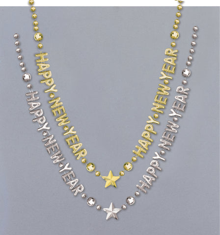 New Year’s Eve 28" Bead Necklace – Assorted Metallic Beads