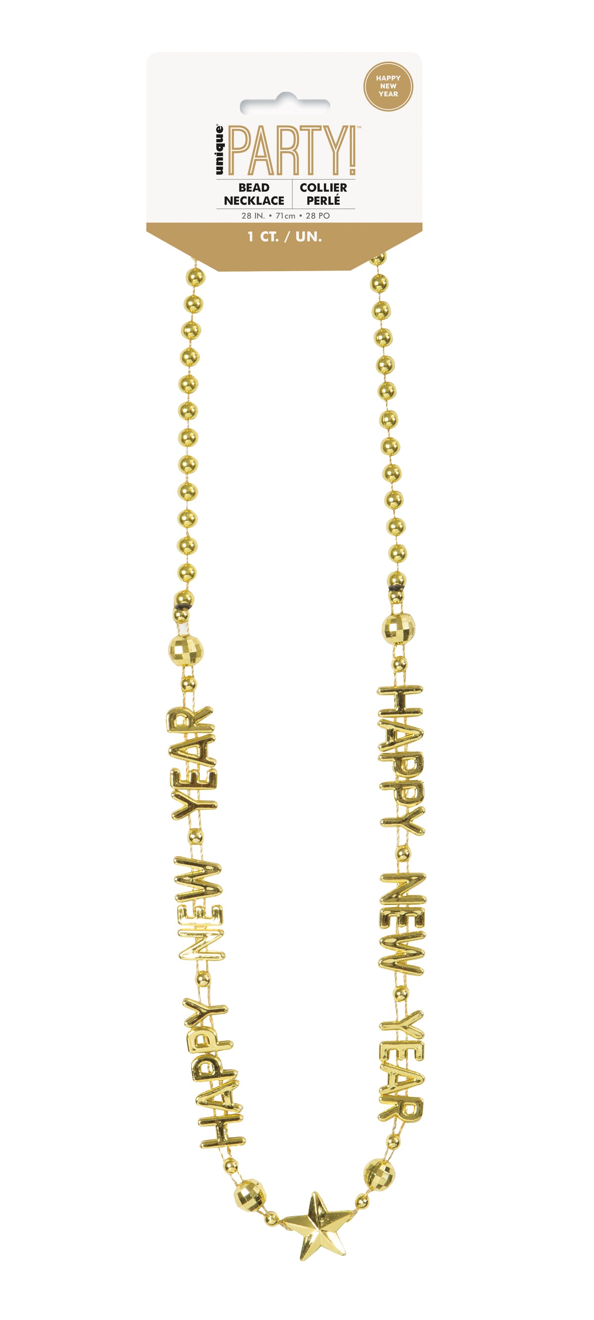 New Year’s Eve 28" Bead Necklace – Assorted Metallic Beads