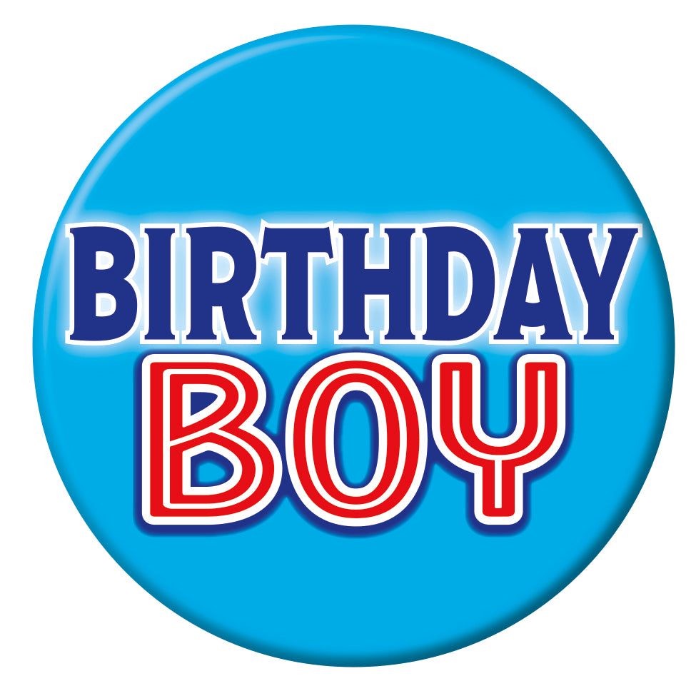 Birthday Boy 3" Pinback Button – Party Accessory