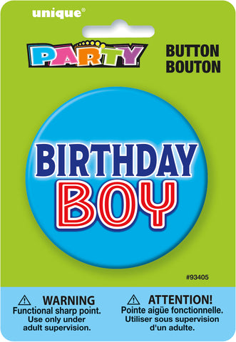 Birthday Boy 3" Pinback Button – Party Accessory