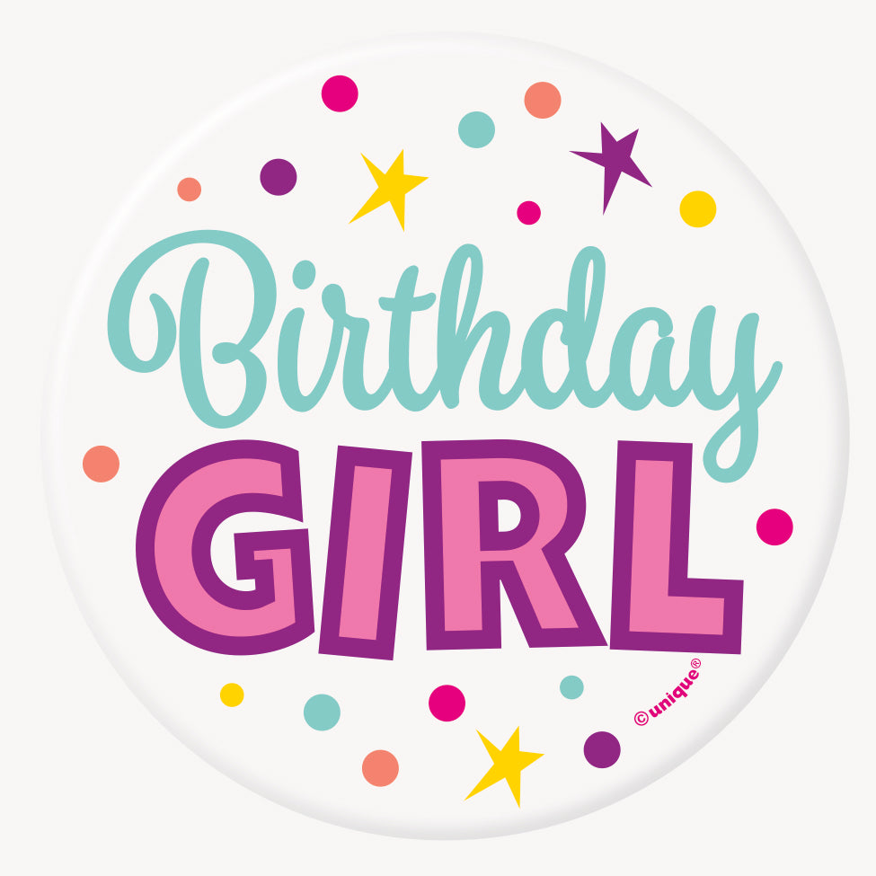 Birthday Girl 3" Pinback Button – Party Accessory