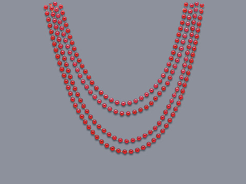 Red Metallic Bead Necklaces – 32-Inch Party Beads (4 Count) | Mardi Gras, Events, Costumes