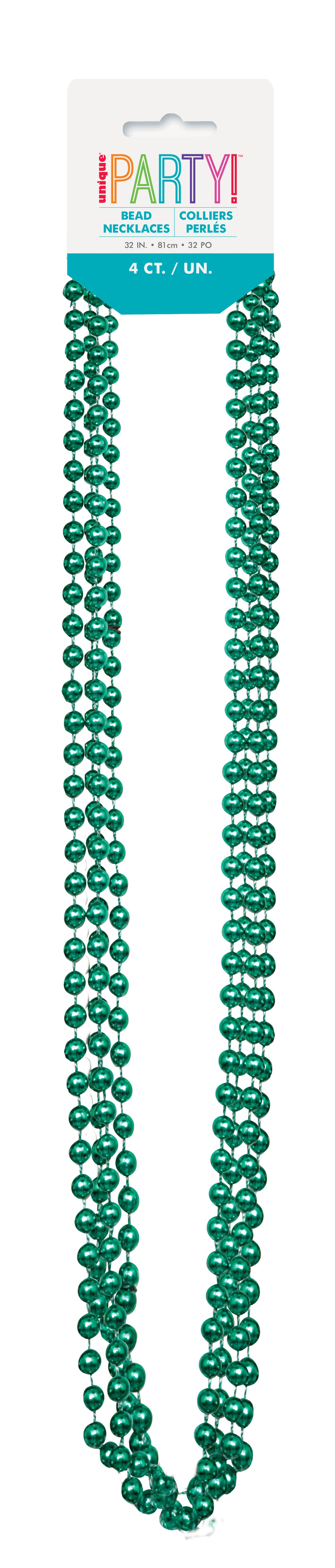 Green Metallic Bead Necklaces 4 per package