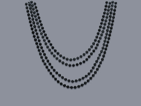 Black Metallic Bead Necklaces – 32" Party Beads (4-Count) for Birthdays, Halloween, Mardi Gras & Event Favors