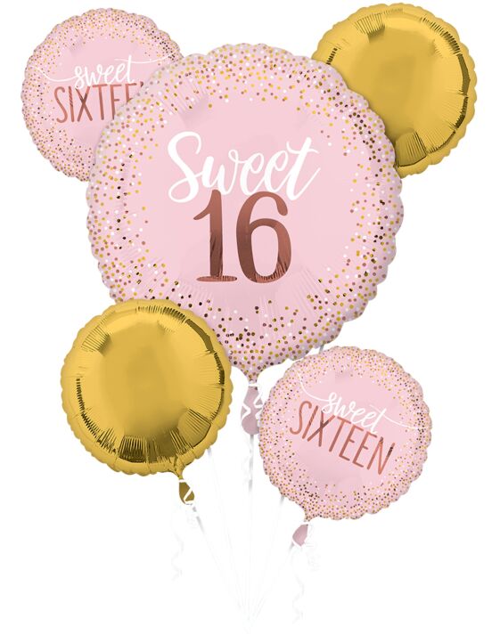 Sweet Sixteen Blush Mylar Balloon Bouquet