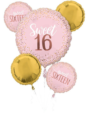 Sweet Sixteen Blush Mylar Balloon Bouquet