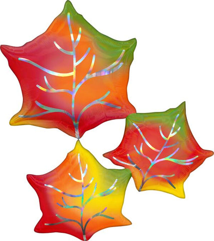 Iridescent Leaves 30" Super Shape Mylar Balloon