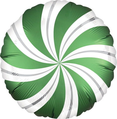 18" Satin Emerald Candy Swirl Mylar Balloon