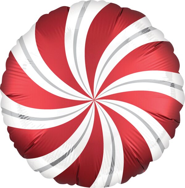 18" Satin Red Candy Swirl Mylar Balloon