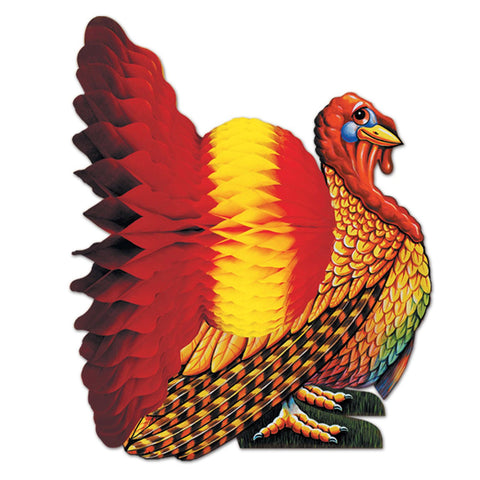 Thanksgiving Table Centerpiece – 12” Tissue Honeycomb Turkey Decoration