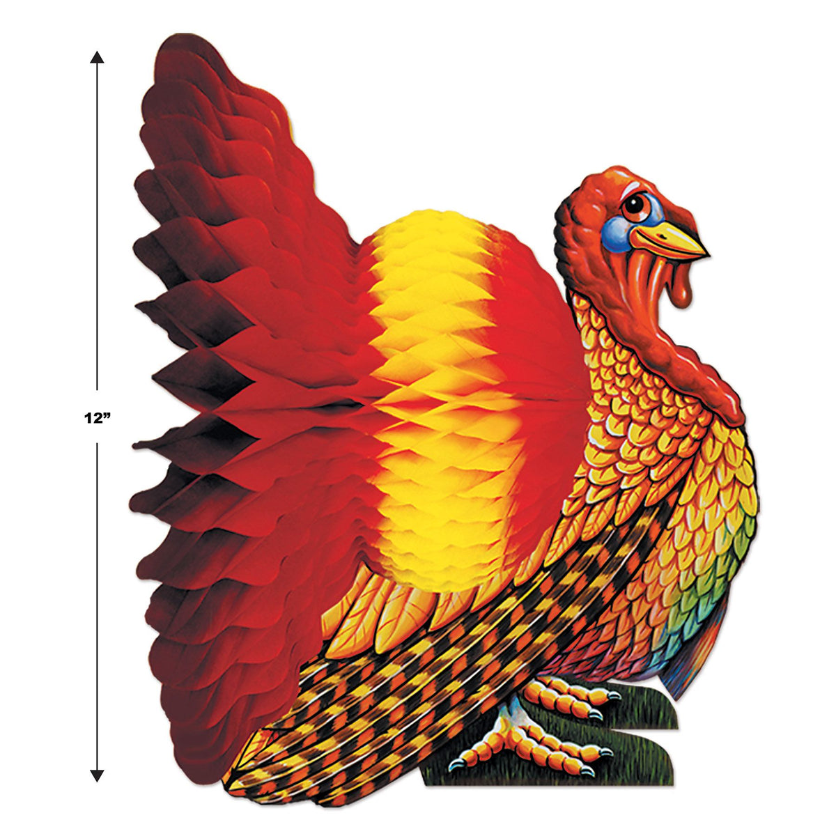 Thanksgiving Table Centerpiece – 12” Tissue Honeycomb Turkey Decoration