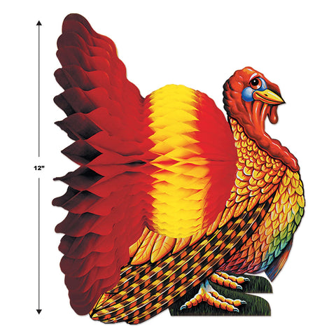 Thanksgiving Table Centerpiece – 12” Tissue Honeycomb Turkey Decoration