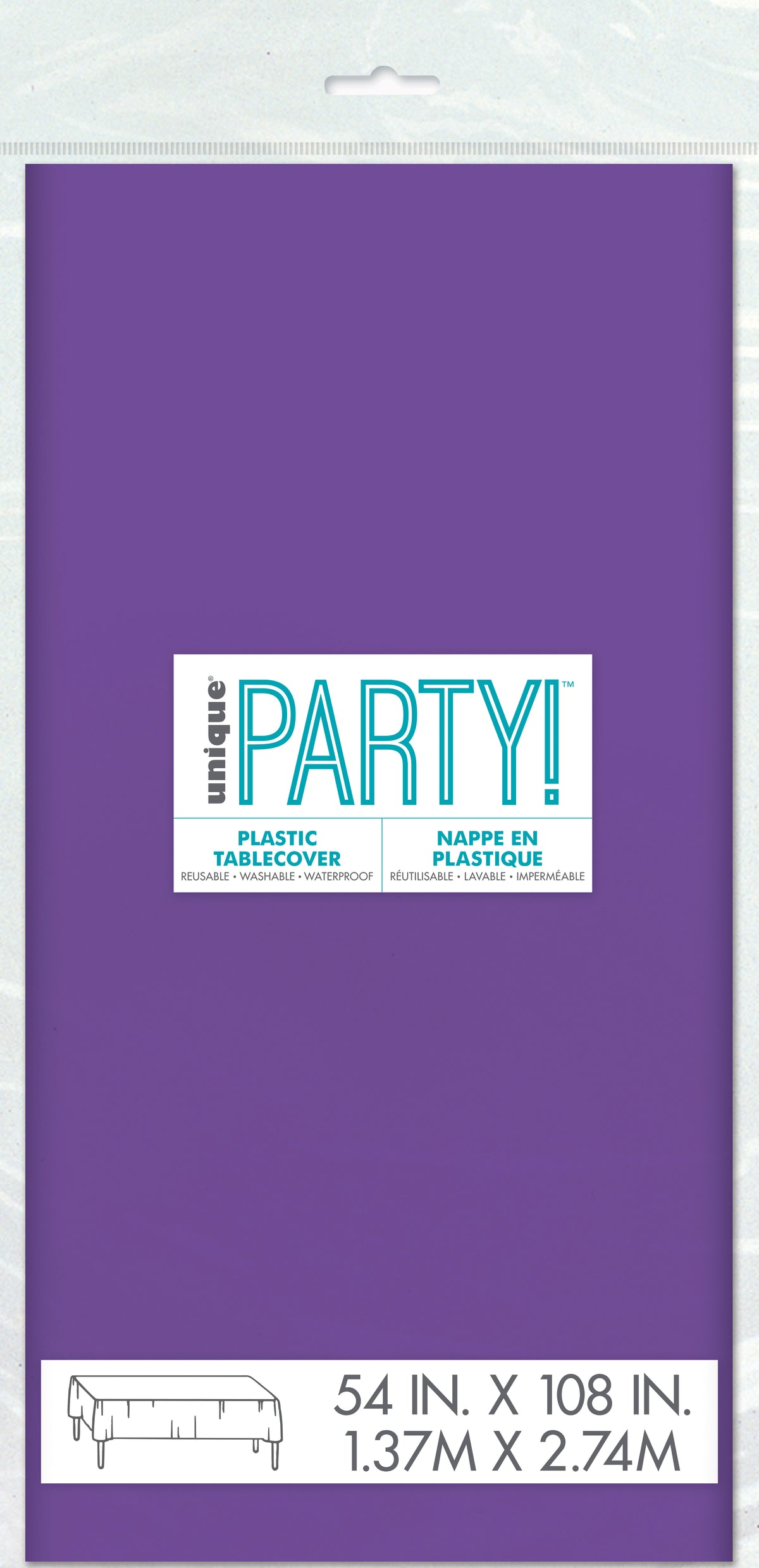 Purple Plastic Table Cover 54"x 108",  1 Per Package