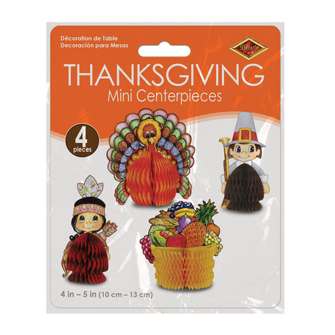 Thanksgiving Mini Centerpieces – Fall Table Décor Set, 4ct (4.5"–6.25")