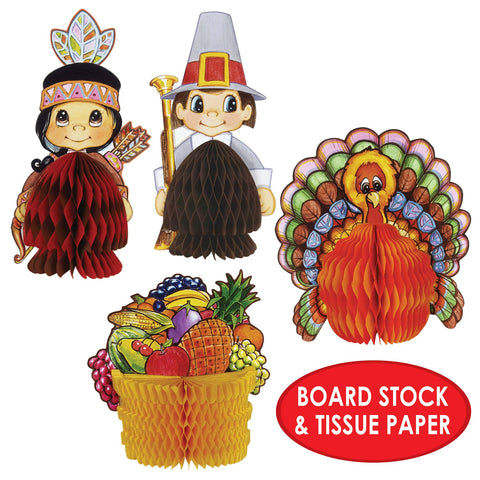 Thanksgiving Mini Centerpieces – Fall Table Décor Set, 4ct (4.5"–6.25")