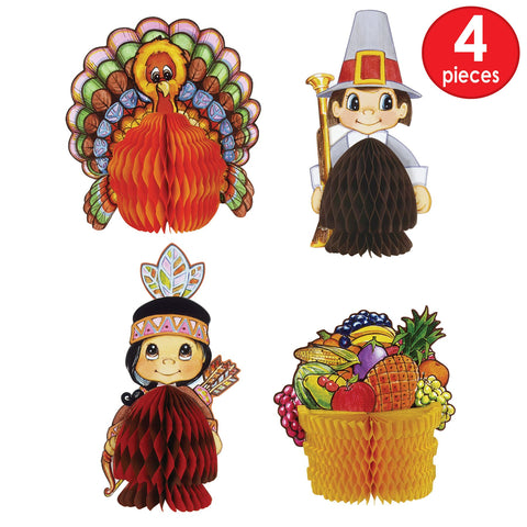 Thanksgiving Mini Centerpieces – Fall Table Décor Set, 4ct (4.5"–6.25")