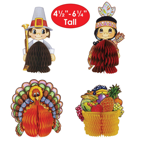 Thanksgiving Mini Centerpieces – Fall Table Décor Set, 4ct (4.5"–6.25")