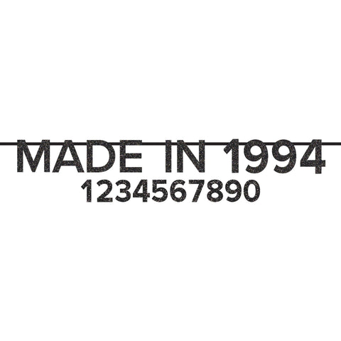Custom year birthday banner Manahawkin, NJ Party Fair black glitter milestone decoration
