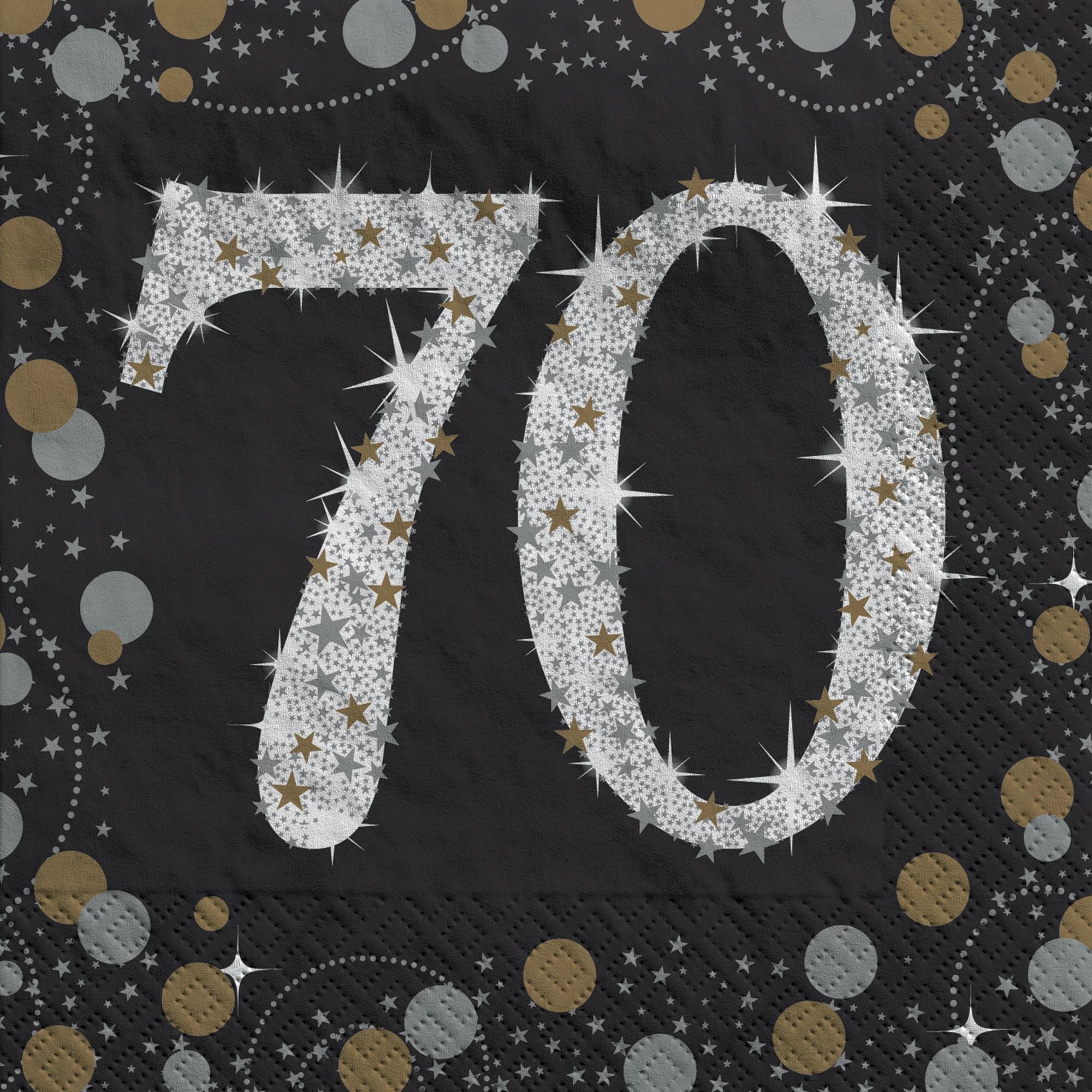 Sparkling Celebration 70th Birthday Napkins Manahawkin, NJ Party Fair black gold silver table décor 