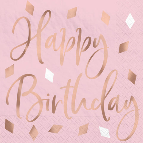 Blush Birthday Hot Stamped Beverage Napkin Manahawkin, NJ Party Fair elegant birthday party supplies