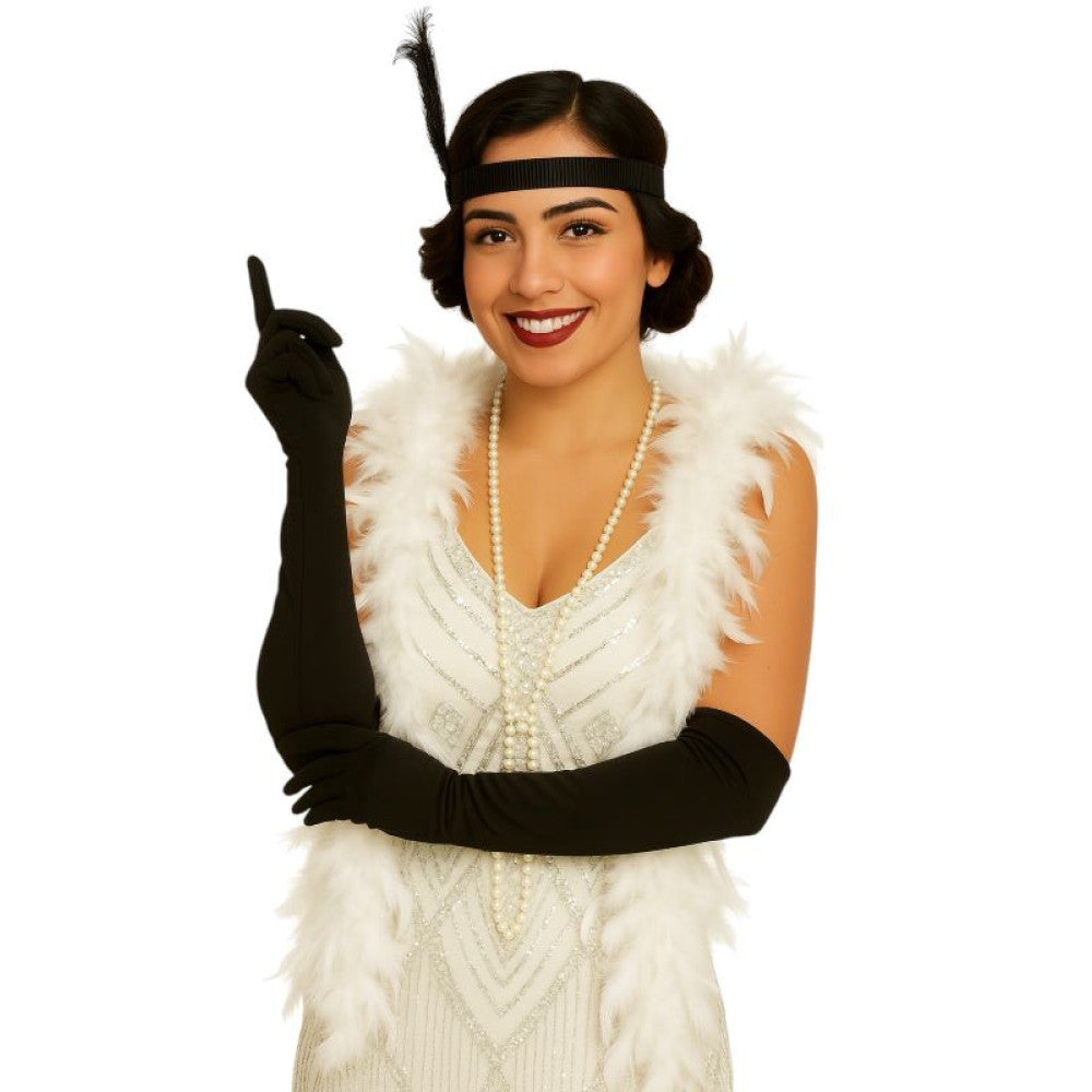 White Feather Boa - 70g | Elegant Costume Accessory for Parties, Halloween, Weddings &amp; Events