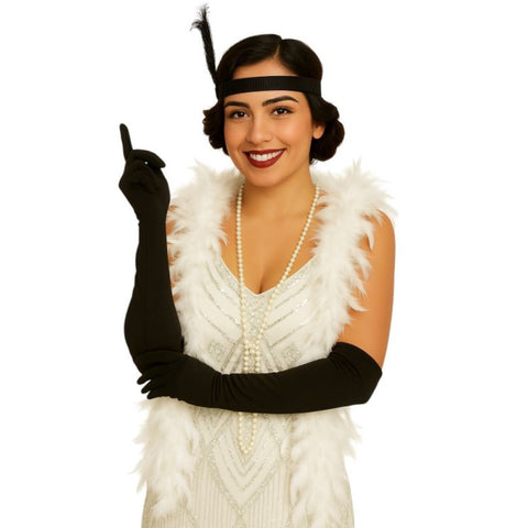 White Feather Boa - 70g | Elegant Costume Accessory for Parties, Halloween, Weddings &amp; Events