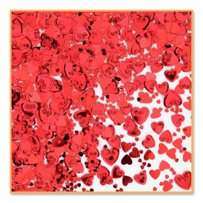 Valentine Metallic Red Heart Confetti .5 oz