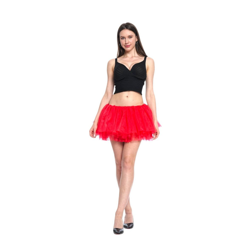 Red Adult Tutu Skirt | Lightweight Layered Tulle for Costumes, Races, Parties & Events