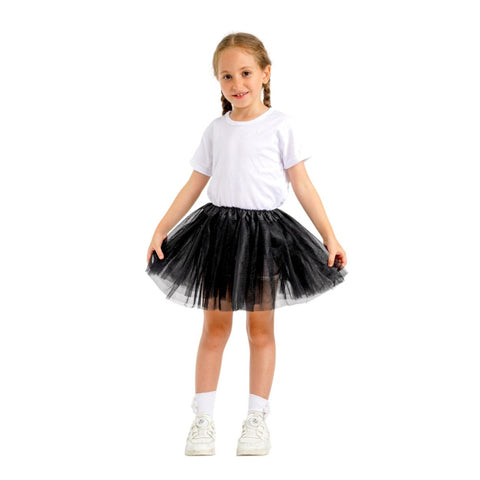 Black Child Tutu Skirt | Lightweight Layered Tulle for Costumes, Dance, Halloween, Parties & Dress-Up Events