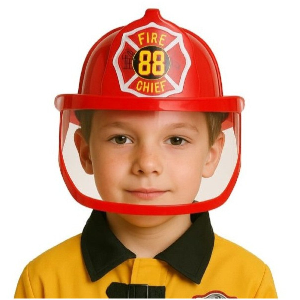 Firefighter Shield Helmet in Manahawkin, NJ at Party Fair, red children's firefighter helmet shown from the front