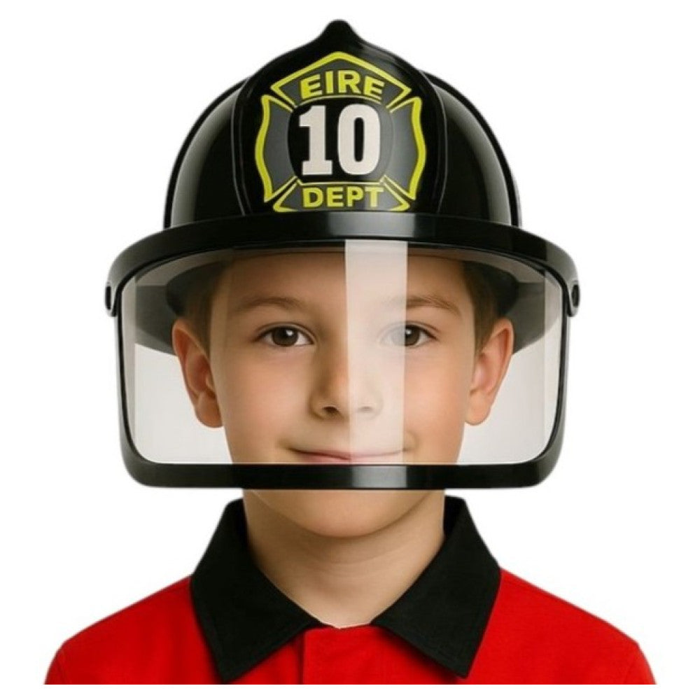 Firefighter Shield Helmet in Manahawkin, NJ at Party Fair, black children's firefighter costume helmet shown from the front