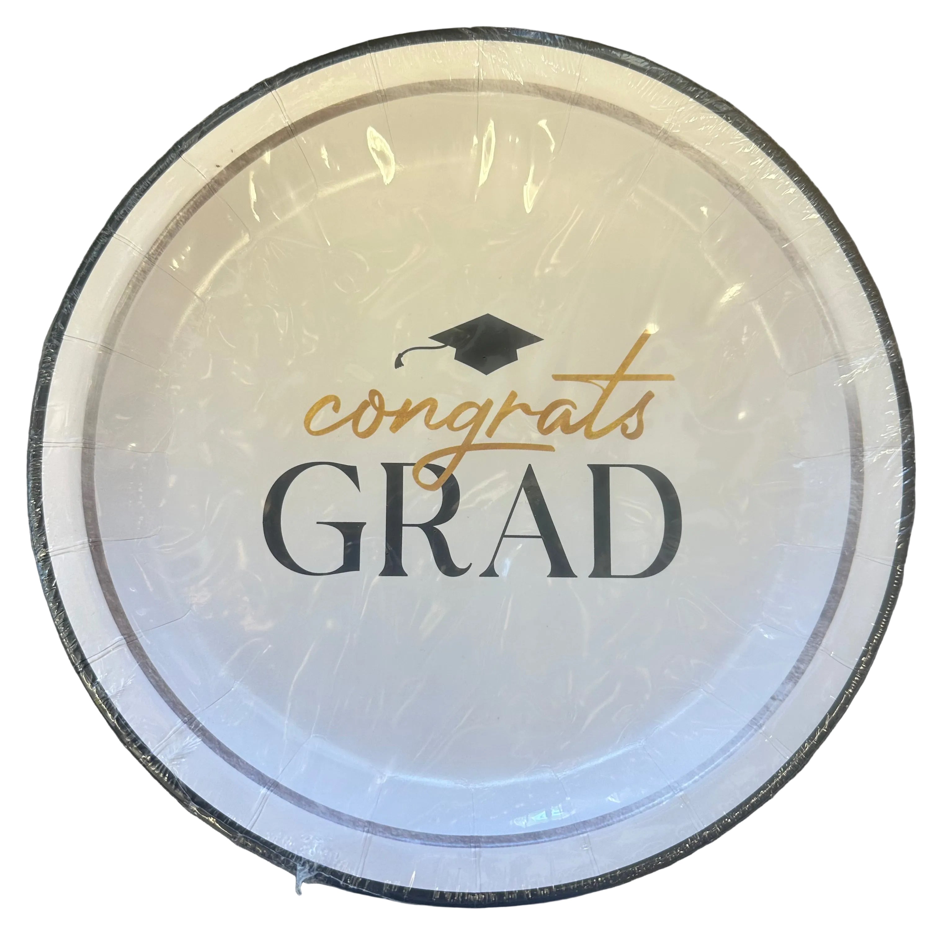 Classic graduation 9 inch plates white with congrats GRAD design from Party Fair in Manahawkin, NJ