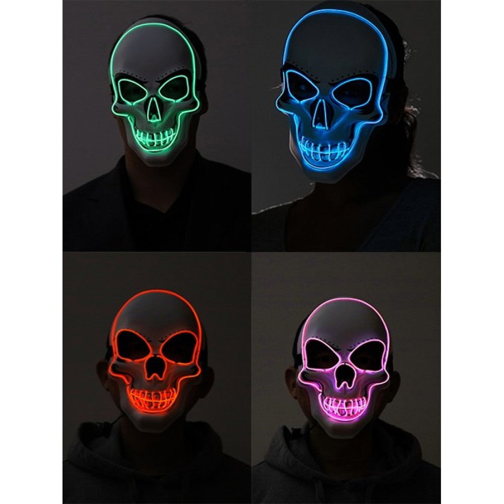 Light-Up Neon Skull Mask in Manahawkin, NJ at Party Fair, illuminated mask showing its bold LED skull details and assorted-color styling.
