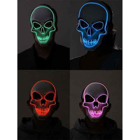 Light-Up Neon Skull Mask in Manahawkin, NJ at Party Fair, illuminated mask showing its bold LED skull details and assorted-color styling.
